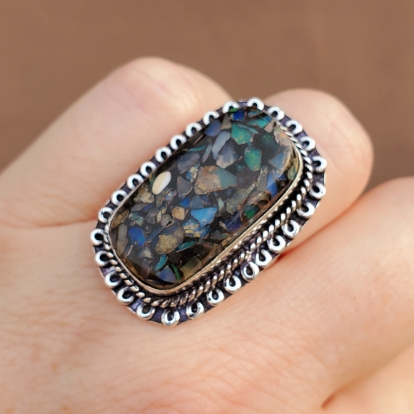 New Copper Ethiopian Opal 925 Silver Ring. - Picture 10 of 16